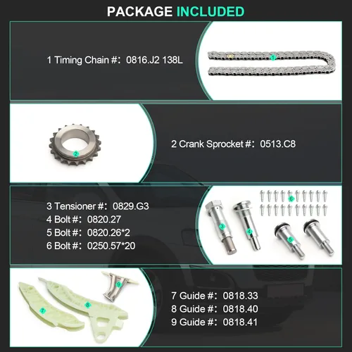 Vista 4 de Kit de cadena de distribución para 2007 2008 2009 2010 2011 2012 2013 para Mini Cooper, 2013 para Mini Cooper Paceman 1.6L