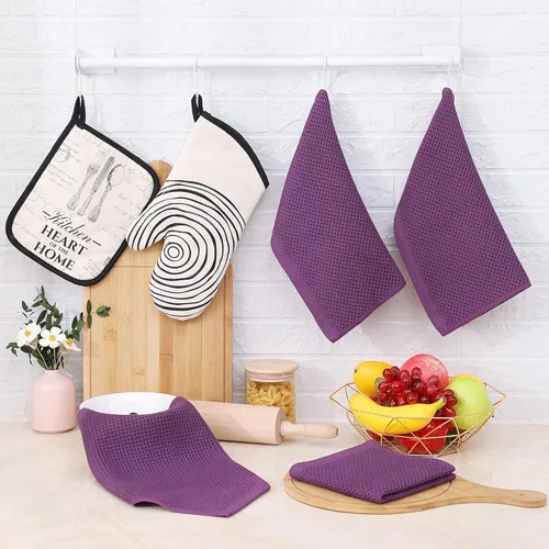 Vista 66 de Homaxy Paños de cocina de 100% algodón con tejido de gofre, ultra suaves, absorbentes, de secado rápido, 12 x 12 pulgadas, paquete de 6, amarillo