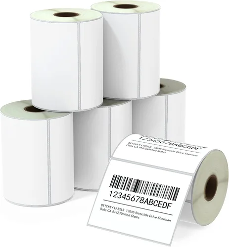BETCKEY - Etiquetas multiusos y de envío de 4 x 3 pulgadas (4.016 in x 2.992 in) compatibles con impresora de etiquetas Zebra & Roll, adhesivo