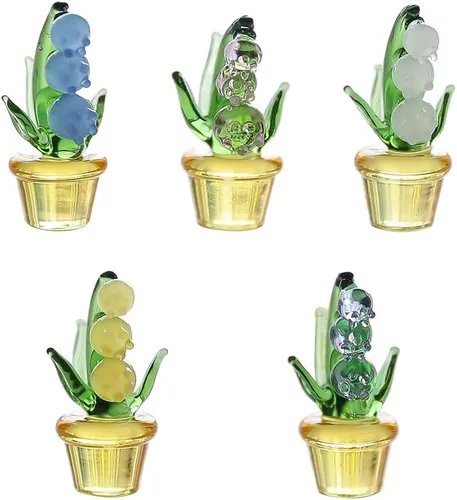 Vista 11 de Mollytek 5PCS Mini Hand Blown Glass Figurines Collectibles Miniature Hand Blown Glass Ornaments Decor Assorted Cute Home Office Table Computer Car
