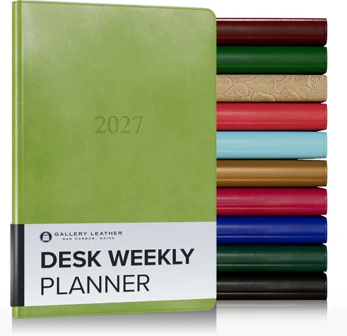 Vista 52 de Gallery Leather Agenda semanal grande 2026-2027 Acadia Hydrangea Hortensia Acadia