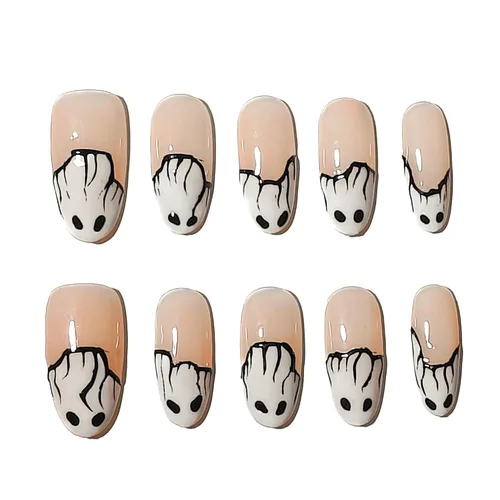 Vista 18 de Sun&Beam Nails Uñas a presión hechas a mano, medianas y largas, almendra, ovalada, azul y blanco, concha de perla, diseño 3D, bonitos dijes
