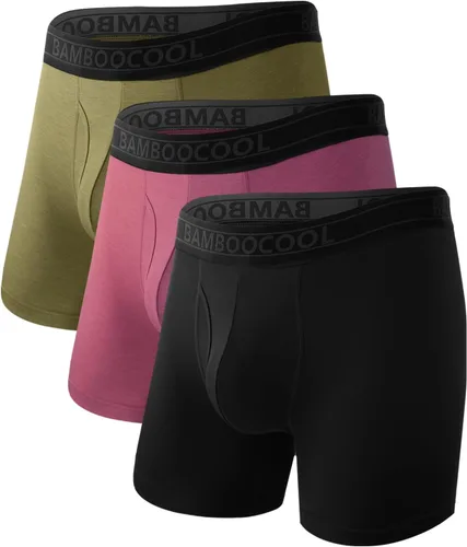 Vista 16 de BAMBOO COOL Calzoncillos tipo bóxer transpirables para hombre con bragueta que absorbe la humedad, ropa interior ligera, paquete de 7