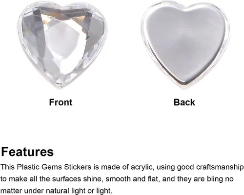 Vista 5 de MECCANIXITY 40 piezas de cuentas de acrílico con forma de corazón, 12 mm, con parte trasera plana, gemas de plástico para joyería, pegatinas