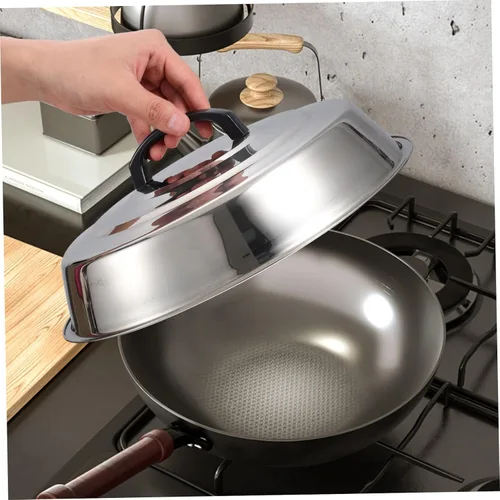 Vista 3 de Cubierta redonda para hilvanar, tapa de cacerola, cubierta de olla de cocina, cubierta de plancha, cubierta de cocción al vapor, cúpula de fusión
