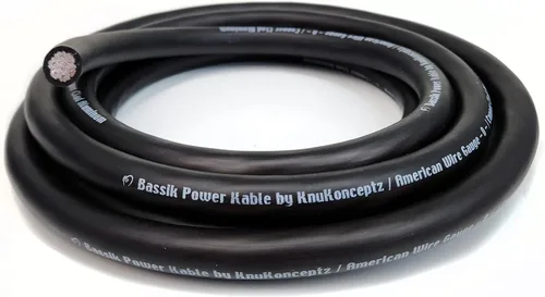 KnuKonceptz Bassik, cable de calibre 1/0 AWG para batería automotriz primaria de alimentación/tierra - Negro de 3.05 metros
