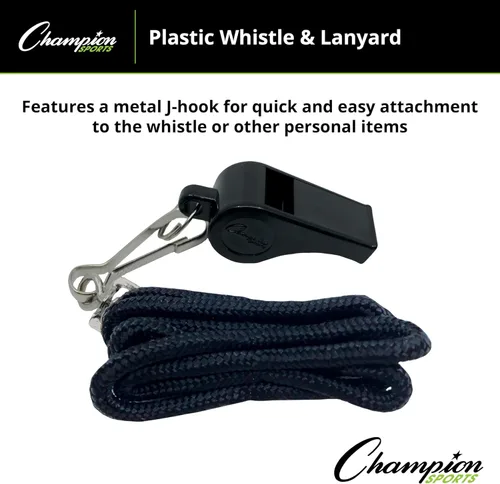 Vista 5 de Champion Sports Silbato de plástico con cordón - Paquete de 12
