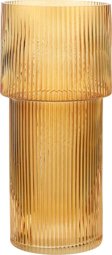 Vista 77 de Jarrones de vidrio acanalado, juego de 2 jarrones estriados para flores, florero de vidrio ámbar para tulipanes, jarrón moderno para sala de estar