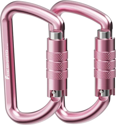 Vista 16 de FresKaro Clips de Mosquetón con Bloqueo Automático de 3 pulgadas, 12 kN-2698 libras, Forma D Sólida, Aluminio 7075 de Servicio Pesado, Ligero, 1.09