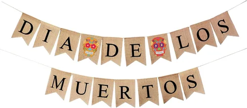 Vista 3 de Mandala Crafts Pancartas de arpillera del Día de los Muertos y Dia De Los Muertos con calavera de azúcar