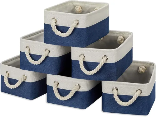 Vista 8 de Temary Canastas pequeñas de tela para almacenamiento, 6 unidades, canastas decorativas para regalos, canastas de almacenamiento plegables vacías