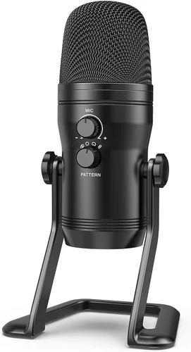 Vista 2 de FIFINE - Micrófono USB de estudio de grabación para computadora Micrófono de podcast para PC, PS4, Mac con botón de silencio y conector