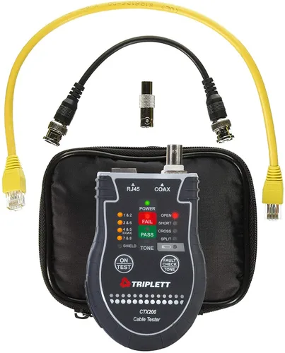 Vista 7 de Triplett CTX200 Tester LAN CAT de bolsillo para cables RJ45, CAT 5/6 y coaxiales con resultados instantáneos de paso/fallo