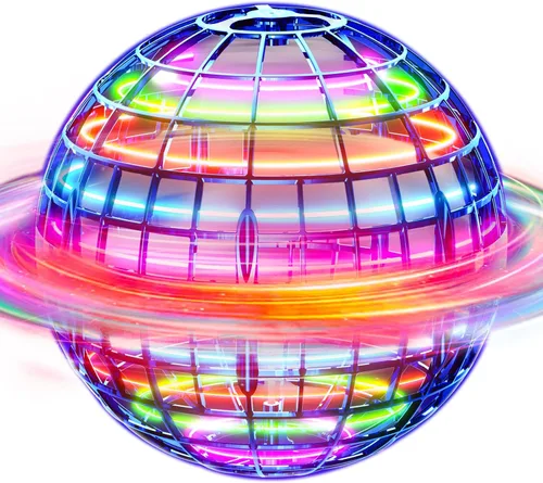 Ivtivfu Bola de orbe voladora (azul, 2025 actualizada) con luces deslumbrantes, spinner mágico flotante, dron boomerang genial, globo cósmico