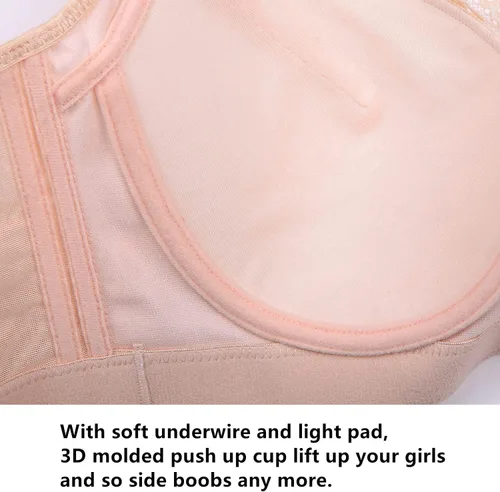 Vista 5 de ESETAY Brasier push up para mujer, talla grande, con aros, 32C-46DD