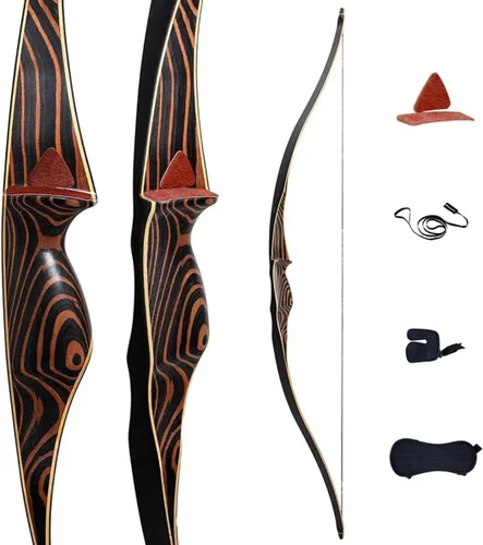 Deerseeker Outdoor Archery 54" Traditional Bow Hunting Longbow with Bamboo Core Limbs Handmade Recurve Bow RH/LH for Targeting Practice Shooting