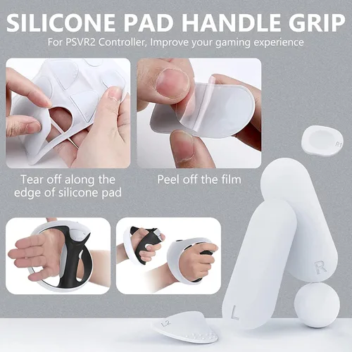 Vista 4 de Funda para controlador + almohadilla de silicona compatible con controlador PSVR 2, funda de anillo suave de silicona antigolpes con kit
