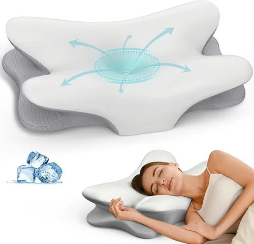 Almohada cervical para el cuello para aliviar el dolor, almohada ergonómica de espuma viscoelástica para dormir, almohada de contorno para dormir de