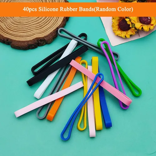 Vista 2 de 40 bandas de goma de silicona de 3 pulgadas, bandas de goma de colores, bandas elásticas de goma de colores surtidos para libros, tarjetas