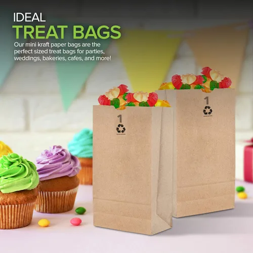 Vista 5 de Stock Your Home Bolsas de papel kraft pequeñas de papel marrón de 1 libra (250 unidades) bolsa de tamaño mini para empacar alimentos para desayuno
