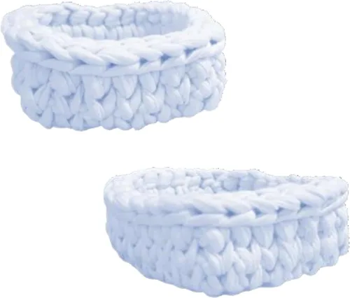 Vista 19 de Trapillo G&Y Set de 3 Cestas tejidas en ganchillo, almacenamiento de objetos pequeños Tamaño Mini. (Big, Amarillo)