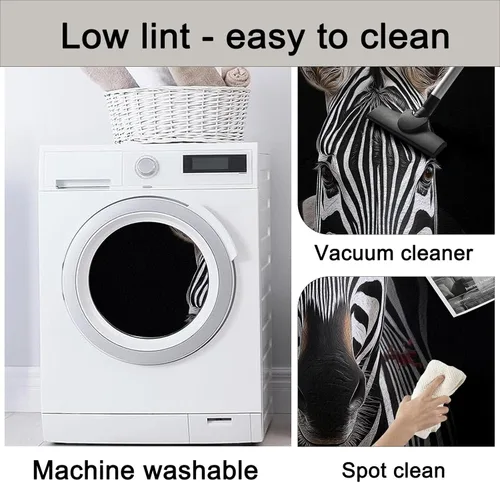 Vista 5 de Area Rug Print Animals Zebra Portrait - Washable Non-Shedding Low-Pile Black Non-Slip Carpet, 2 X 3 ft Stain Resistant Soft Easy Care Carpet Floor