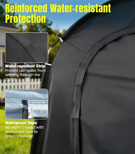 Vista 4 de Housolution Cobertizo de almacenamiento de bicicletas para 3 bicicletas, al aire libre portátil 210D Oxford grueso PU4000 cubierta impermeable