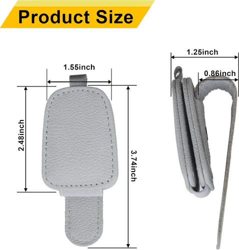 Vista 7 de Yuoyar Soporte para lentes de sol para vehículo, soporte de lentes de sol de cuero magnético y clip para tarjeta y boleta, accesorios para visera
