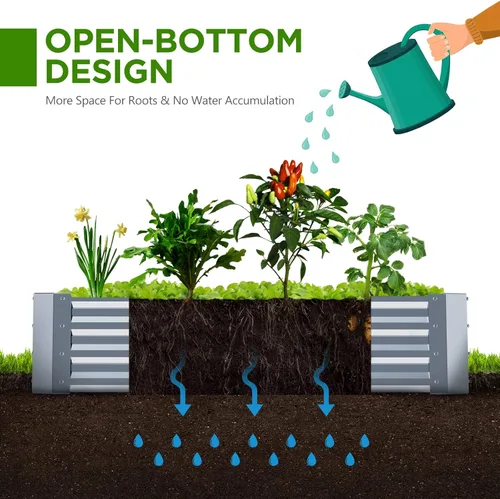 Vista 5 de PETNOZ - Kit de cama de jardín elevada galvanizada de 8 x 4 x 1 pies, cajas de jardín elevadas de fácil instalación rápida al aire libre con estaca