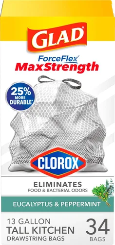 Vista 13 de Glad ForceFlex MaxStrength - Bolsas de basura para cocina, 13 galones, Bahama Bliss Febreze, 90 unidades (el paquete puede variar)
