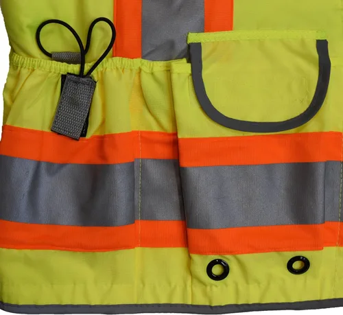 Vista 4 de Chaleco Radians SV55 2ZGD de clase 2, gran visibilidad, tela pesada, ingeniería de dos tonos