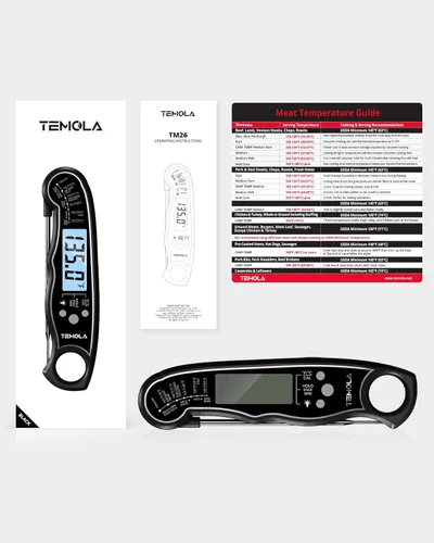 Vista 8 de TEMOLA Termómetro de carne, termómetro de lectura instantánea para alimentos con calibración de retroiluminación LCD, termómetro digital de cocción