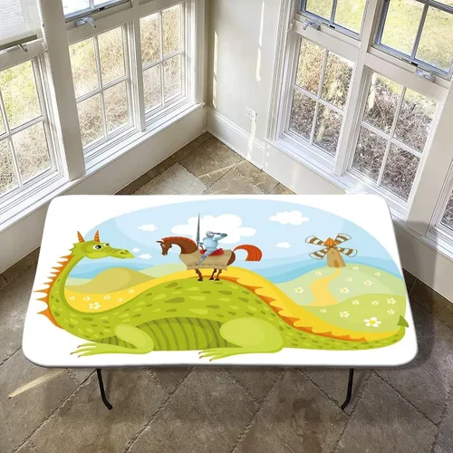 Vista 18 de Mantel ajustable elástico de granja, 24 x 36 pulgadas, mantel rectangular para mesa plegable de 3 pies, estampado de árboles de pinos de invierno