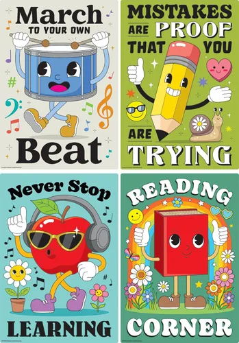 Vista 3 de Teacher Created Resources Paquete de póster educativo retro divertido (TCR6964)