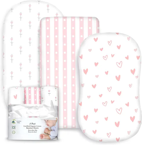 Vista 11 de Juego de 2 sábanas ajustadas de moisés 100% algodón orgánico, perfectamente compatibles con Mika Micky, Baby Delight, Ronbei, Chicco, Cloud Baby