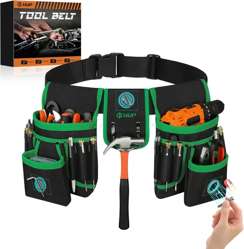 Vista 8 de Cinturón Magnético de Herramientas para Hombre, Bolsa de Herramientas de 26 Bolsillos de Alta Resistencia, Portaherramientas Magnético para Clavos