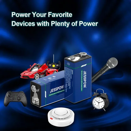 Vista 4 de Paquete de 8 baterías recargables de 9 voltios, recargables por USB, batería de litio de alta capacidad de 1300 mAh 9 V con cable de carga tipo C