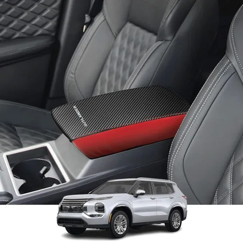 Vista 8 de Kakash Accesorios interiores personalizados para Mitsubishi Outlander 2022 2023 Outlander PHEV 2023 2024, cubierta de cuero para consola central