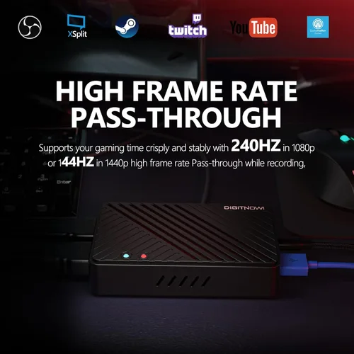 Vista 4 de DIGITNOW 4K Video Capture Card, HDMI to USB3.0 Live Gamer Capture Card Full HD 1080P 60fps, Ultra-Low Latency for Streaming and Recording, Work with