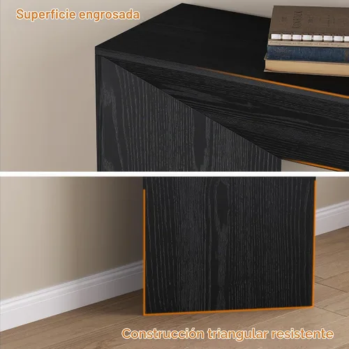 Vista 9 de knoworld Mesa consola de 70.9 pulgadas de largo, mesa de entrada de granja con base triangular resistente, mesa de sofá estrecha de madera detrás