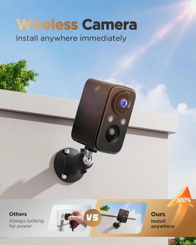 Vista 2 de Cámaras de Seguridad Inalámbricas al Aire Libre con Batería: Cámara WiFi 2K para Sistema de Seguridad del Hogar - Cámara CCTV Impermeable con Visión