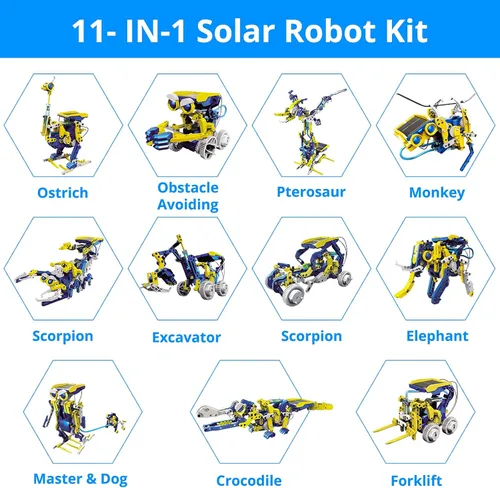 Vista 5 de Proyectos STEM 11-en-1 Juguete de Robot Solar para Niños de 8-12 años, Kits Científicos de Robótica Educativa para Construir, Regalos de Navidad