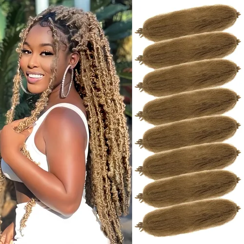 Vista 23 de 8 paquetes de cabello rizado estilo afro elástico Marley Twist, cabello trenzado previamente separado para rastas sintéticas de ganchillo para 1B