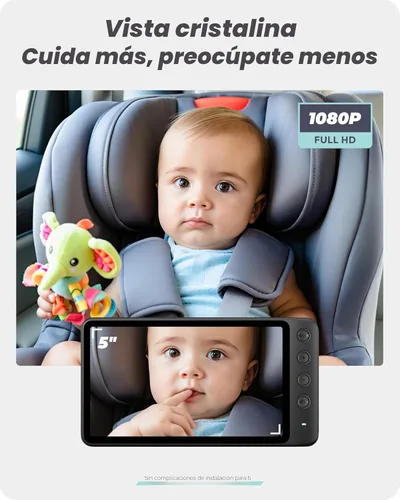 Vista 4 de NO.1 - Cámara magnética para automóvil de bebé, monitor de montaje magnético IPS de 5 pulgadas, visión nocturna automática, cámara de automóvil