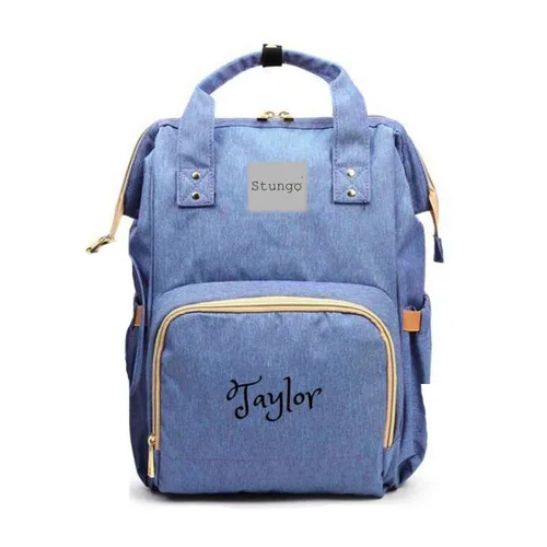 Vista 10 de Bolsa de pañales grande personalizada, bolsa de mano, mochila, monograma personalizado bordado para bebé/bolsa de bebé, (negro/gris)