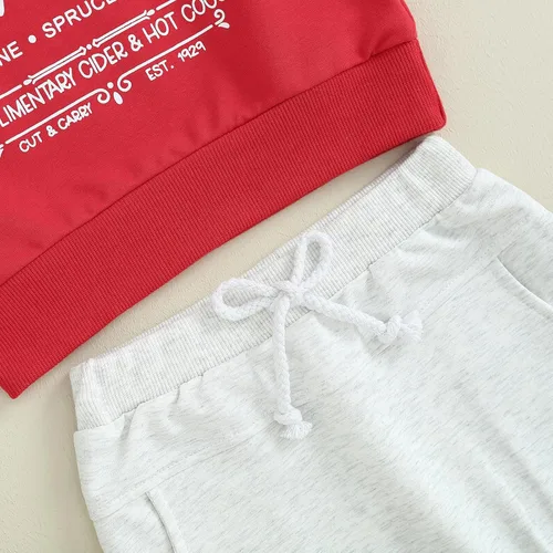 Vista 6 de Flawbena Conjunto de sudadera de manga larga con estampado de letras y pantalones largos, ropa de otoño