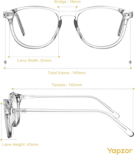 Vista 3 de YAPZOR Blue Light Blocking Glasses Round Frame Anti Eyestrain Computer Gaming Glasses UV Ray Glasses for Women Men