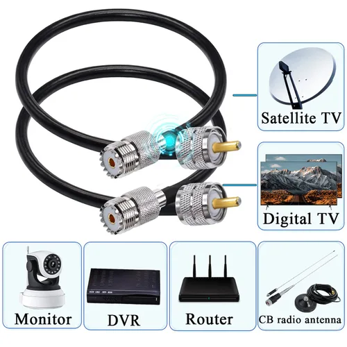 Vista 6 de TUOLNK UHF PL259 Cable RG58 PL259 SO239 macho a hembra Cable de extensión de baja pérdida CB coaxial para radio bidireccional CB Radio Dispositivos