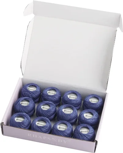 Vista 49 de Rhapsody Hilo de algodón perla tamaño 8 hilo de ganchillo Perle 12 bolas Set tejido a mano, bordado, sashiko, punto de cruz, costura, punto