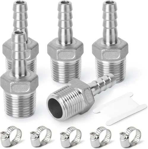 Vista 17 de TAISHER 2PCS Accesorios de Púas para Manguera de Acero Inoxidable 304, Accesorios de Cerveza Casera Púa de 1" x 1" MNPT con 2PCS Abrazaderas